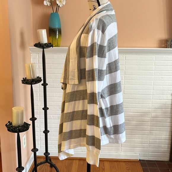DKNYC Gray & White Stripe Open Cardigan - Picture 5 of 7
